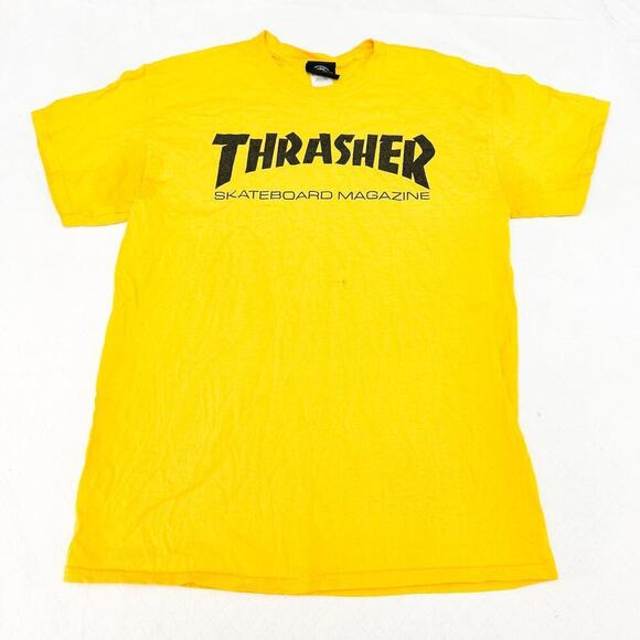 Thrasher Skateboard Magazine Graphic Yellow Logo Tee Vintage Size Medium - Picture 1 of 5